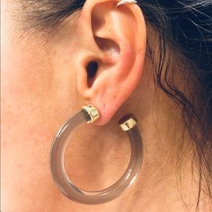 BAUBLEBAR STYLE CLEAR HOOP EARRINGS + GOLD ACCENTS